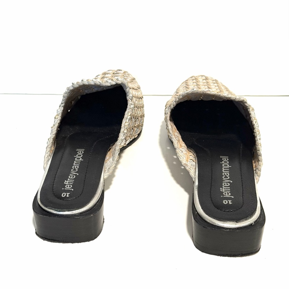 Free People Jeffrey Campbell Dolci Silver Metallic Woven Flat Mules - Picture 7 of 13